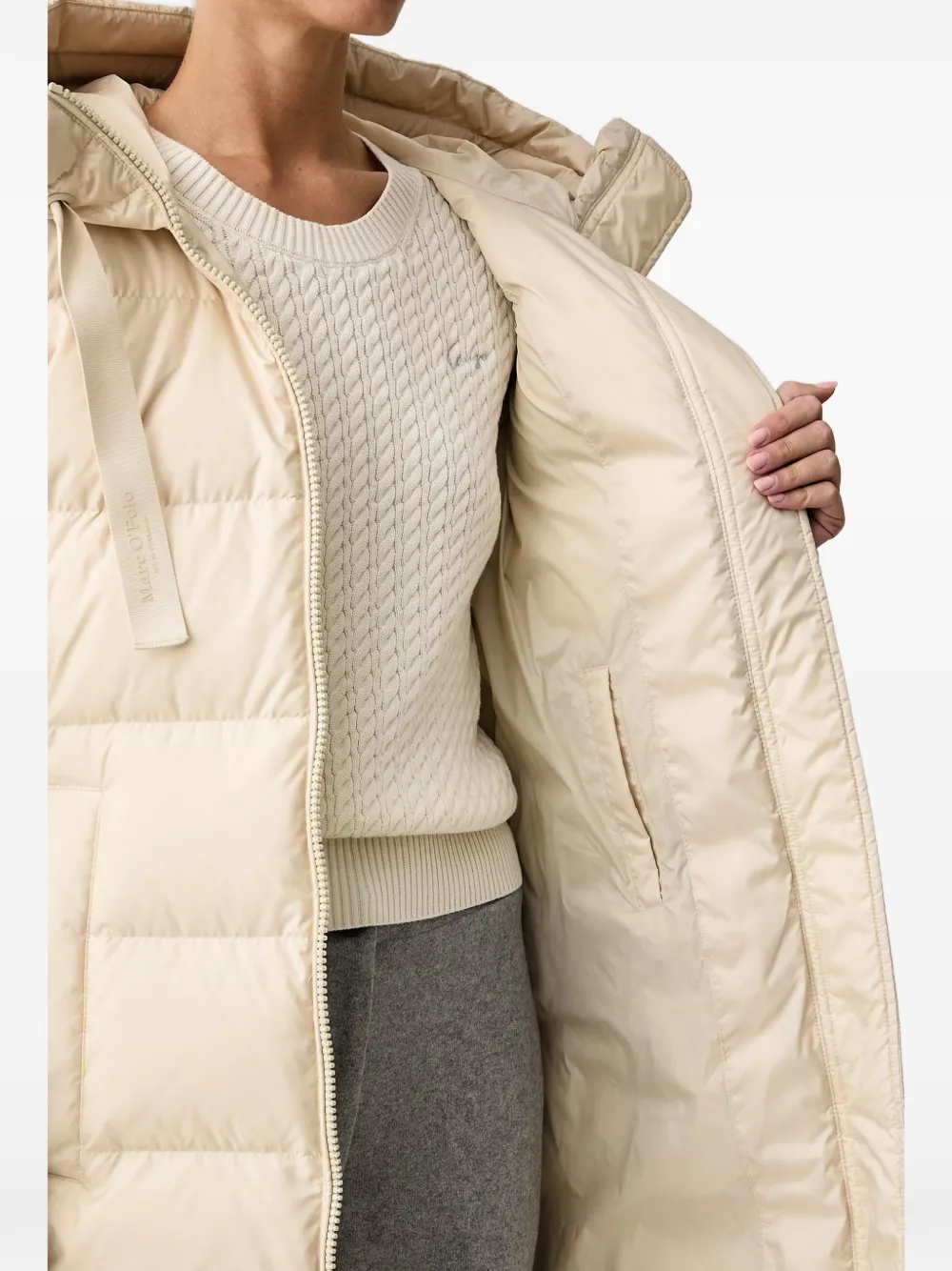 Marc O'Polo quilted hooded jacket Beige