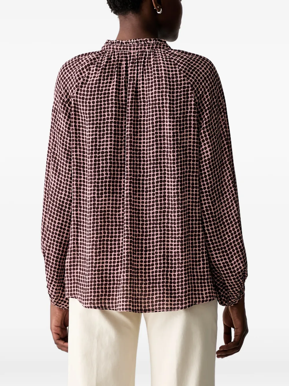Marc O'Polo geometric-print ruffled blouse Roze
