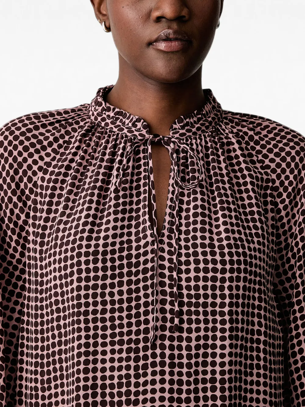 Marc O'Polo geometric-print ruffled blouse Roze