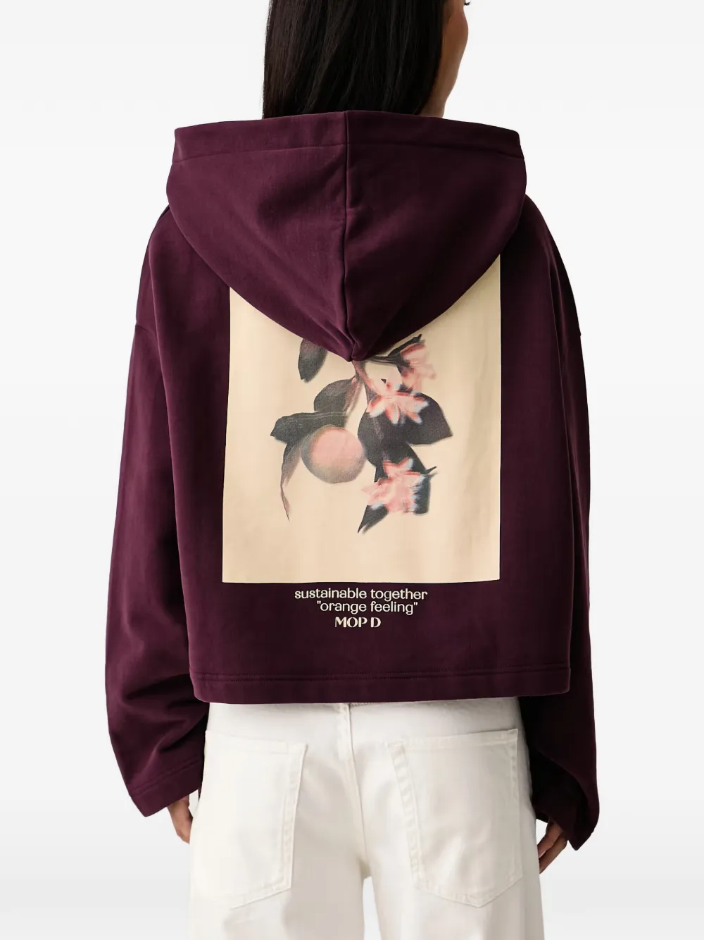 Marc O'Polo graphic-print cropped hoodie Paars