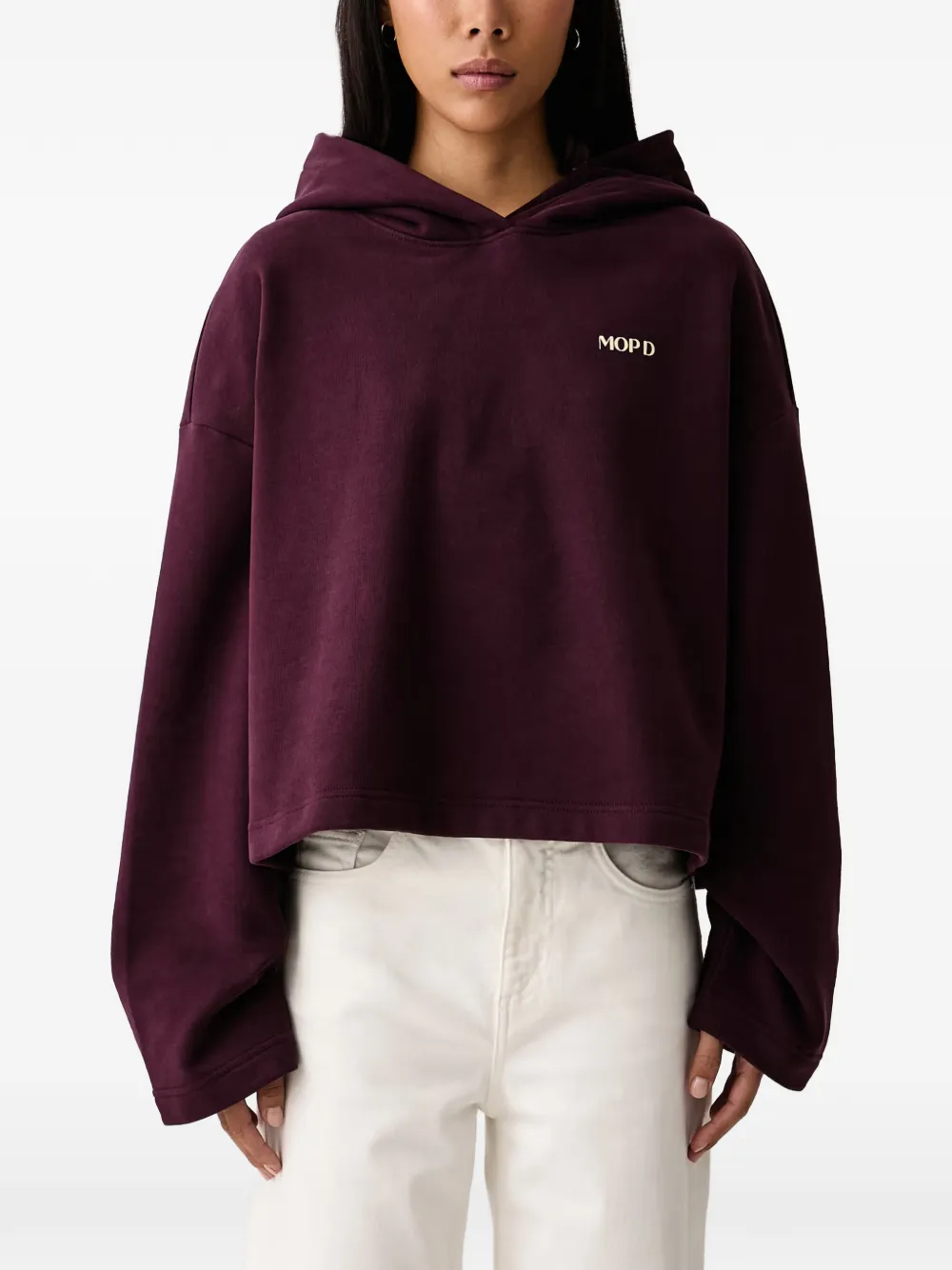 Marc O'Polo graphic-print cropped hoodie Paars