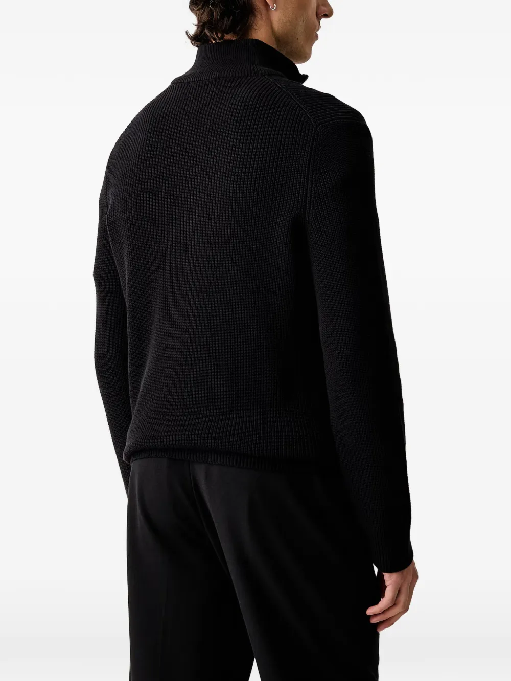 Marc O'Polo ribbed-knit half-zip sweater Zwart
