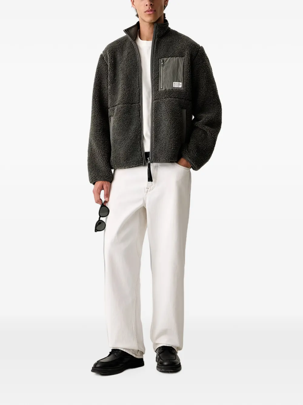 Marc O'Polo zip-up fleece sweatshirt Groen