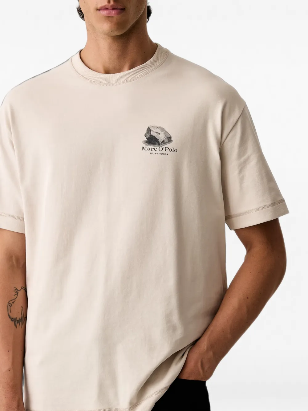 Marc O'Polo graphic-print crew-neck T-shirt Beige