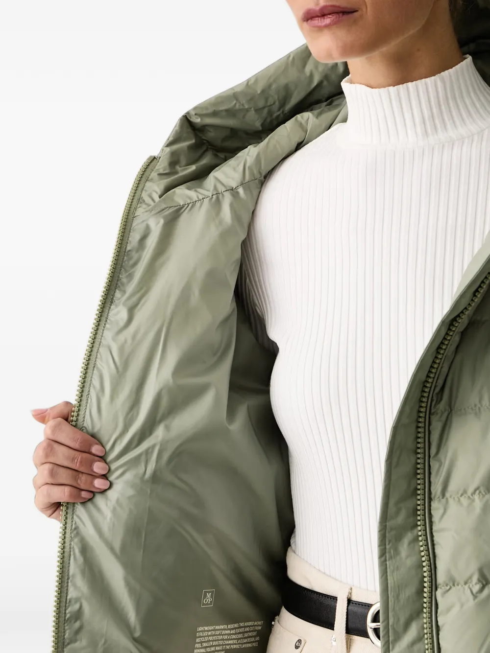 Marc O'Polo quilted hooded jacket Groen