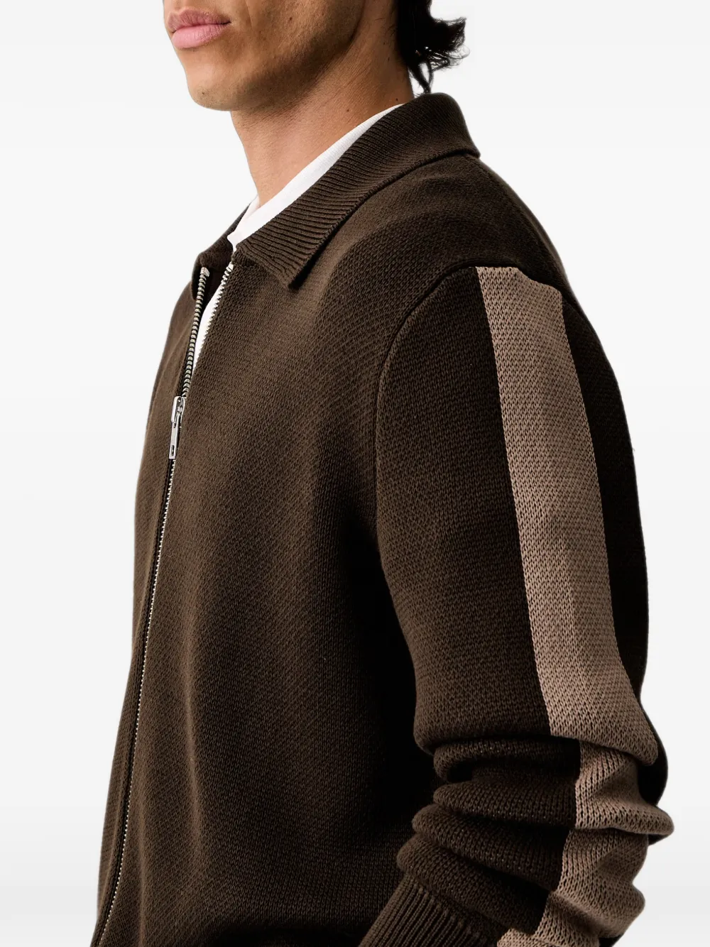 Marc O'Polo side-stripe zip-up sweater Bruin