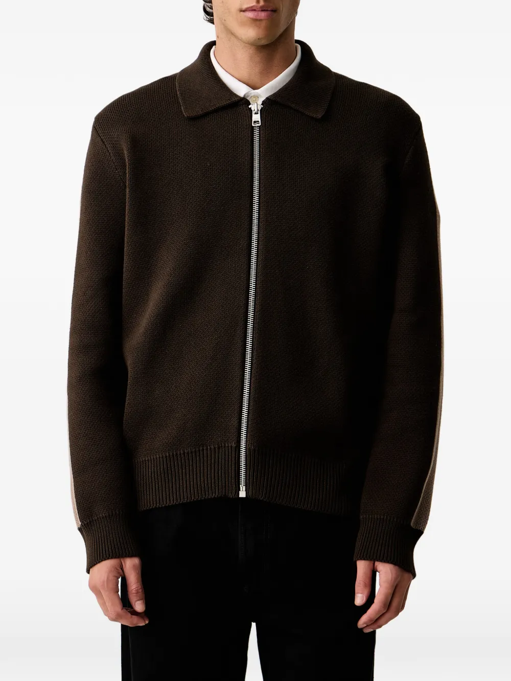 Marc O'Polo side-stripe zip-up sweater Bruin