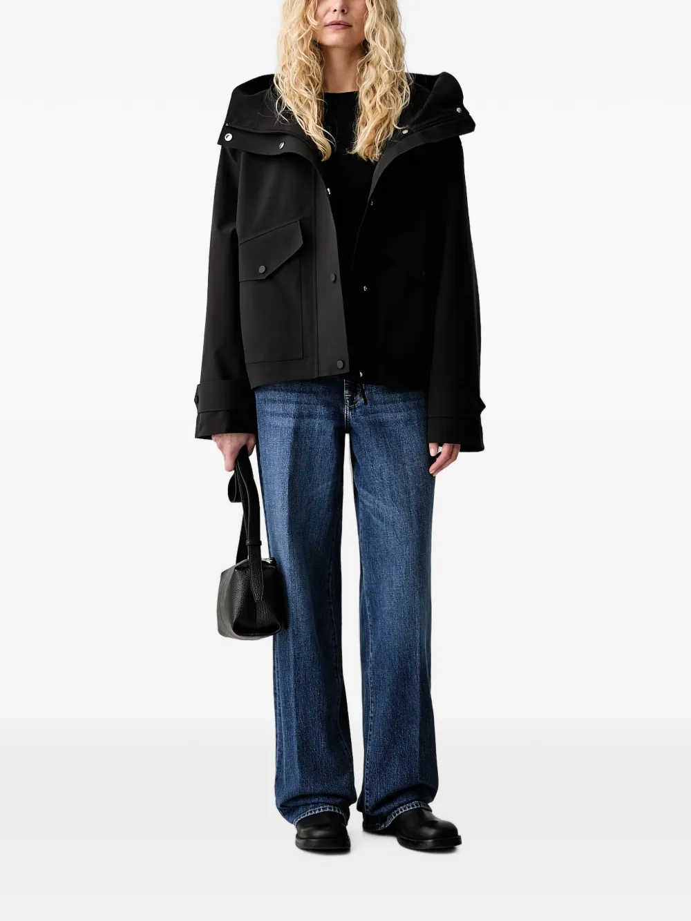 Marc O'Polo x Function oversized jack met capuchon en klepzak Zwart