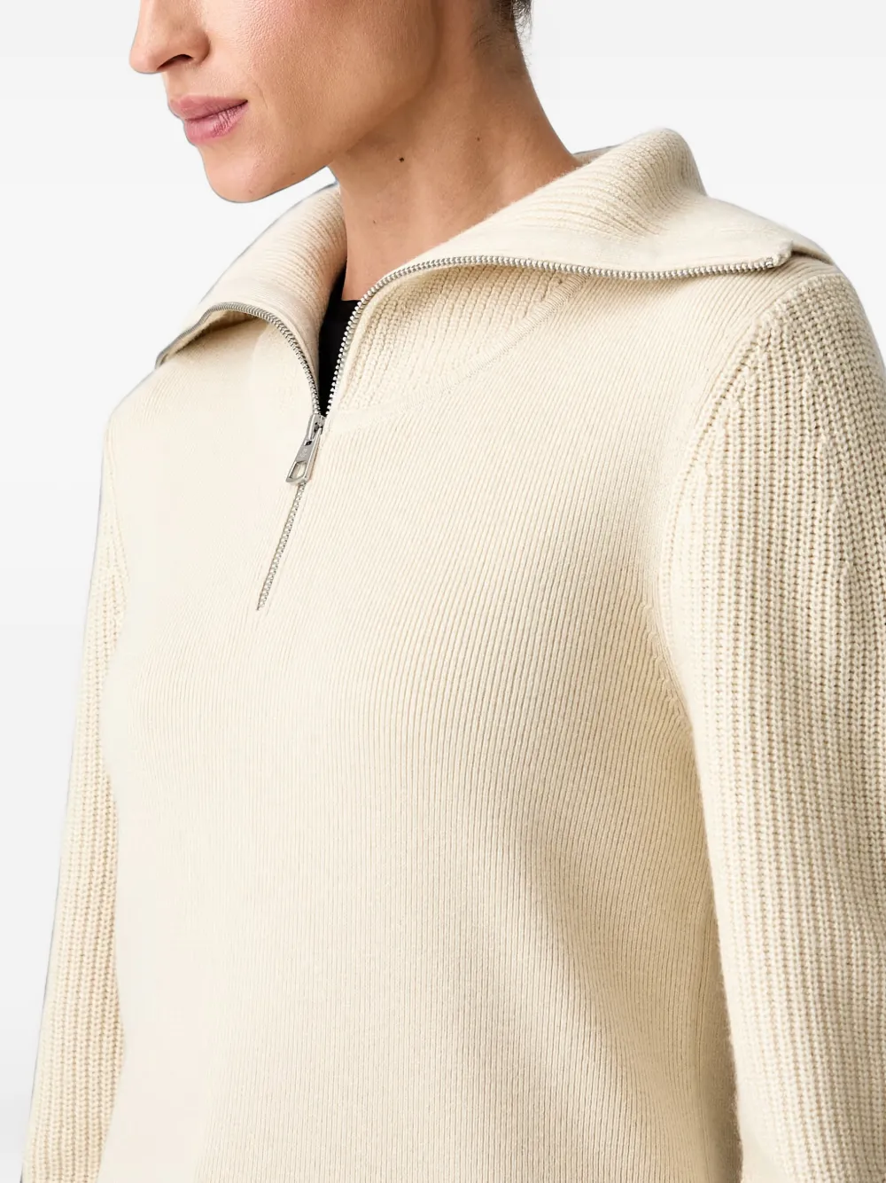 Marc O'Polo ribbed-knit quarter-zip sweater Beige