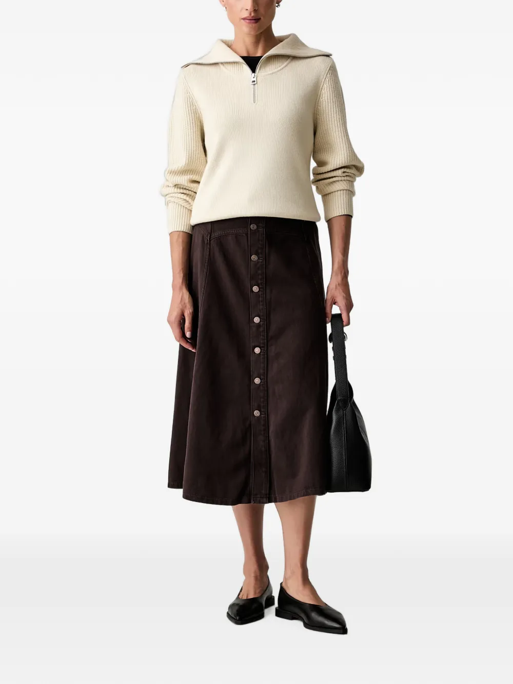 Marc O'Polo ribbed-knit quarter-zip sweater Beige