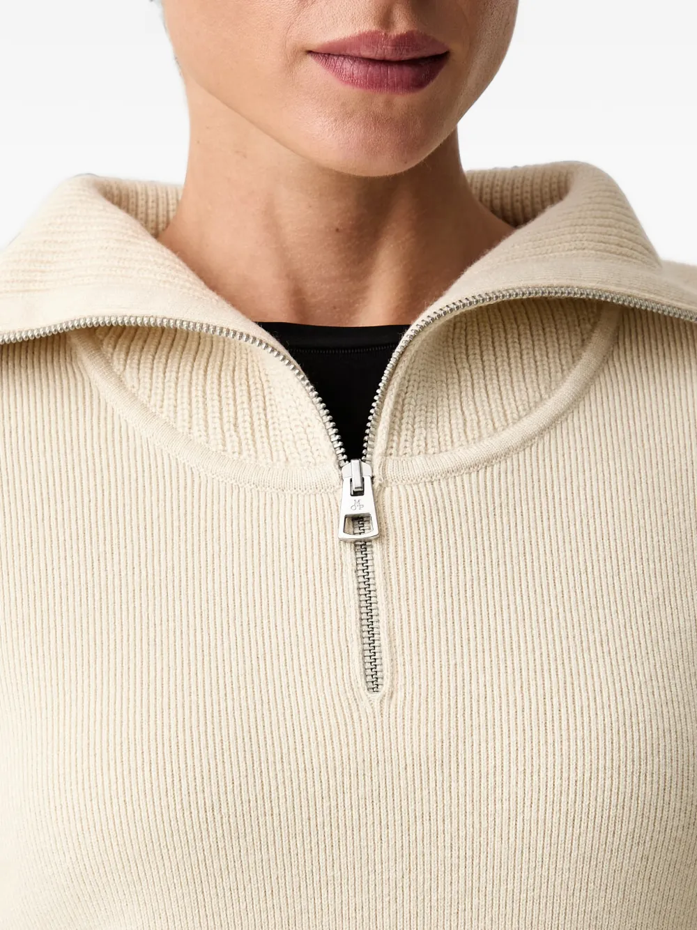 Marc O'Polo ribbed-knit quarter-zip sweater Beige