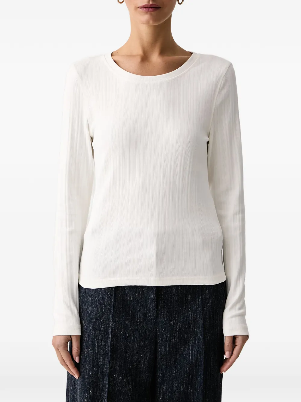 Marc O'Polo ribbed long-sleeve T-shirt Wit