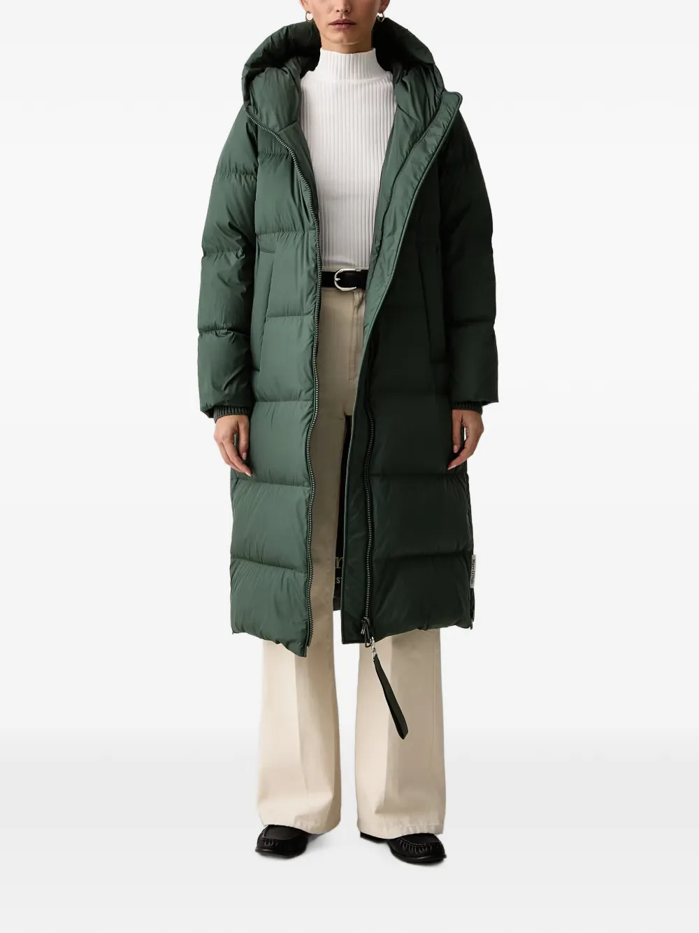 Marc O'Polo quilted hooded oversized coat Groen