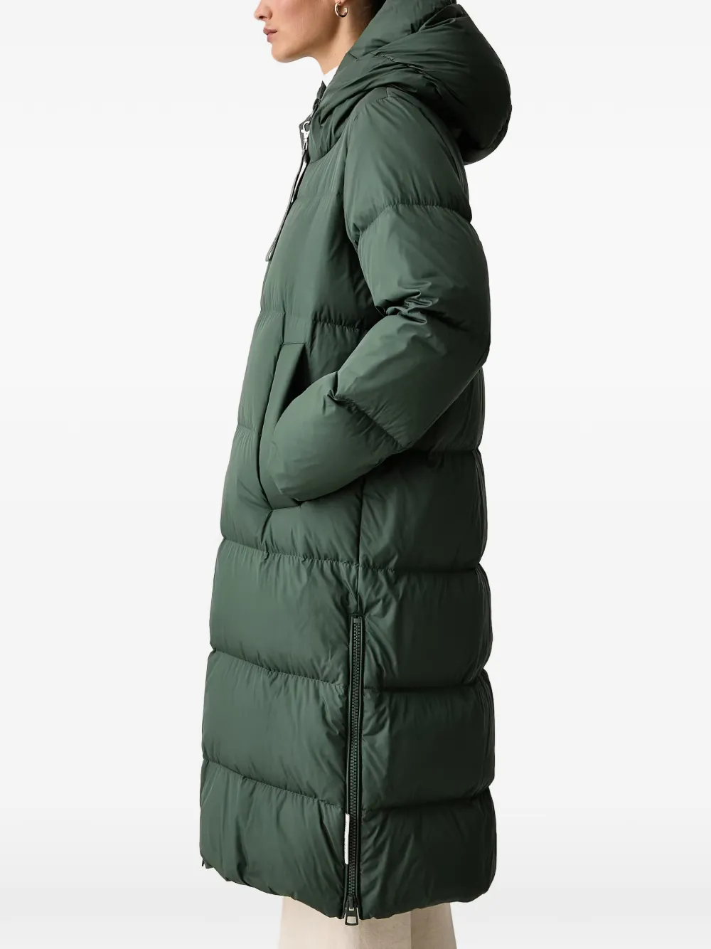 Marc O'Polo quilted hooded oversized coat Groen