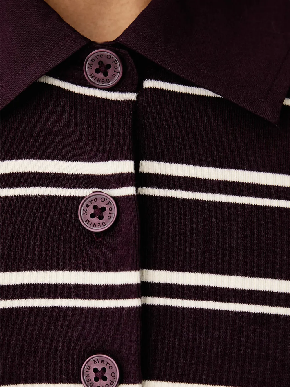 Marc O'Polo striped long-sleeve polo shirt Rood