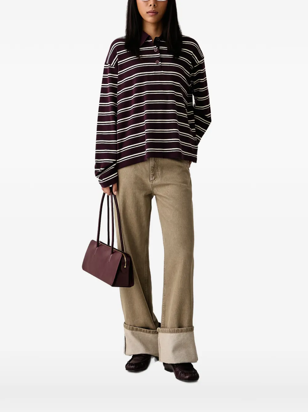 Marc O'Polo striped long-sleeve polo shirt