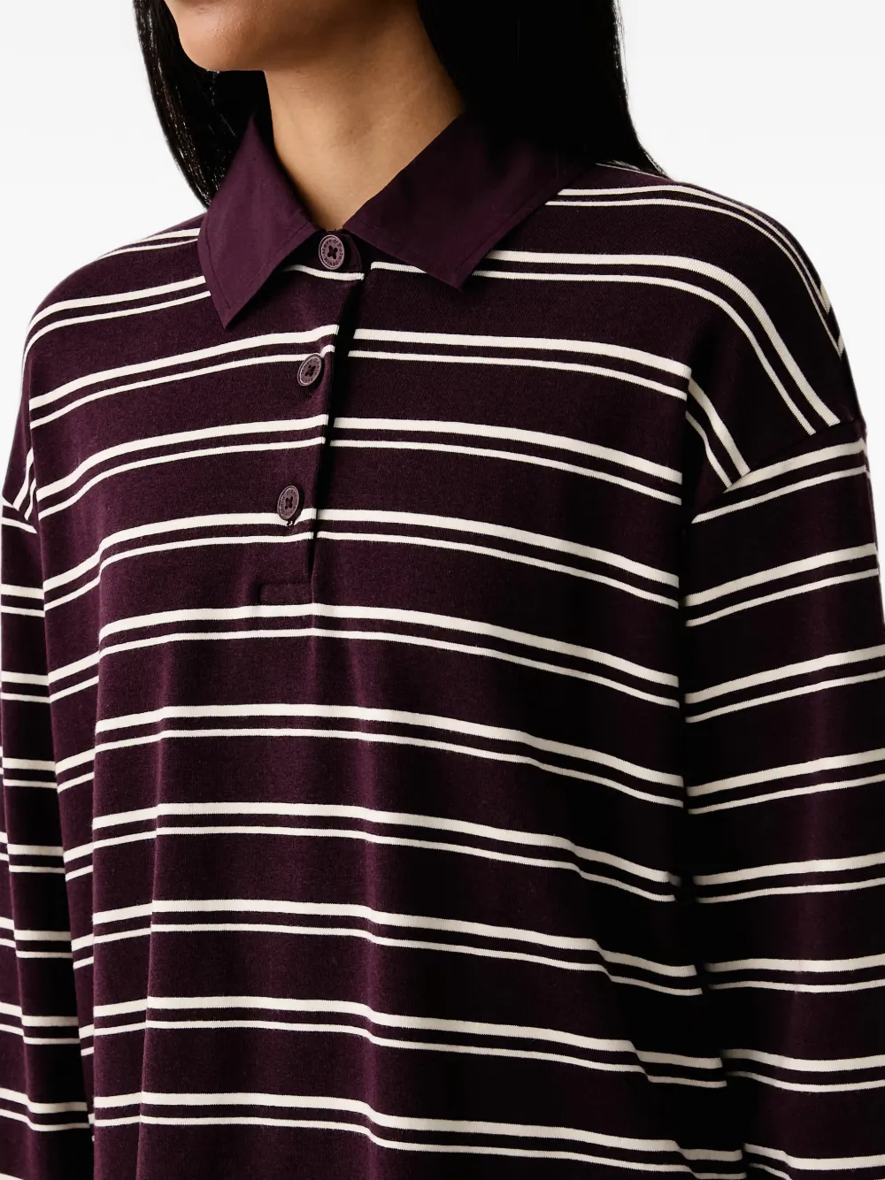 Marc O'Polo striped long-sleeve polo shirt Rood
