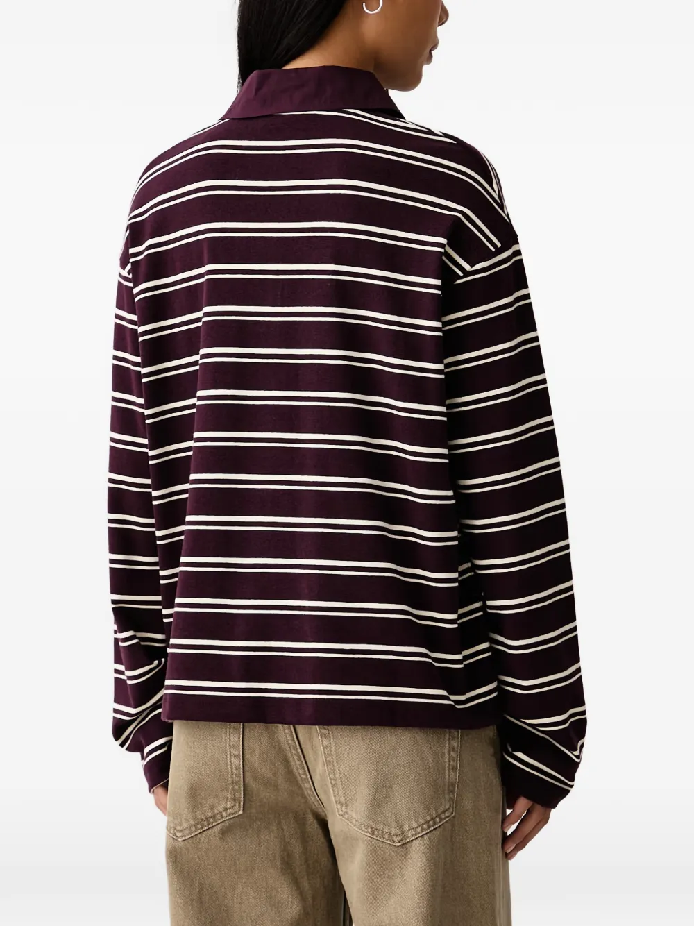 Marc O'Polo striped long-sleeve polo shirt Rood