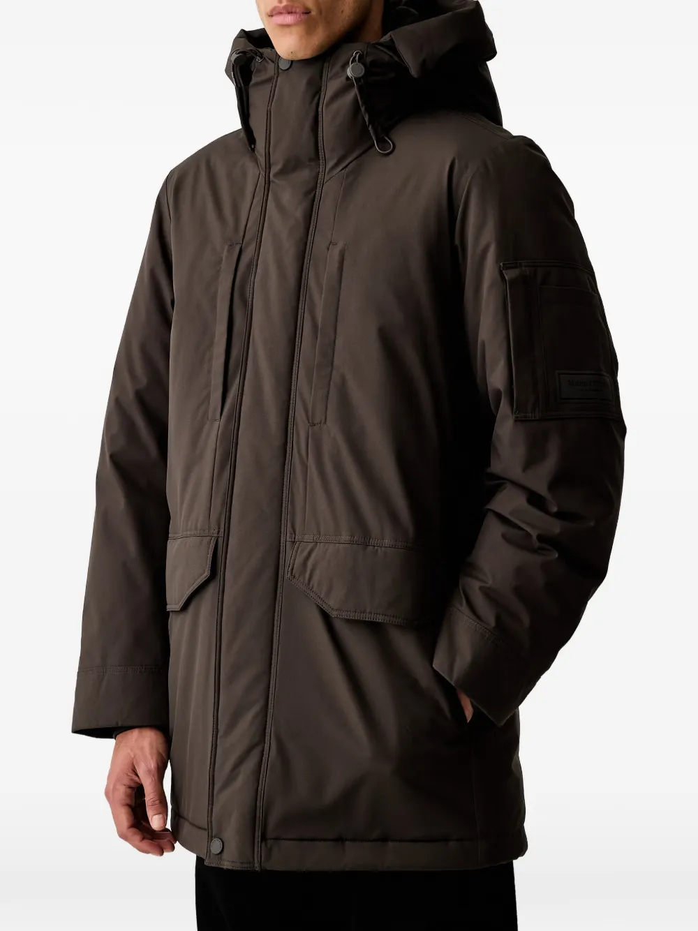 Marc O'Polo hooded multi-pocket parka coat Bruin