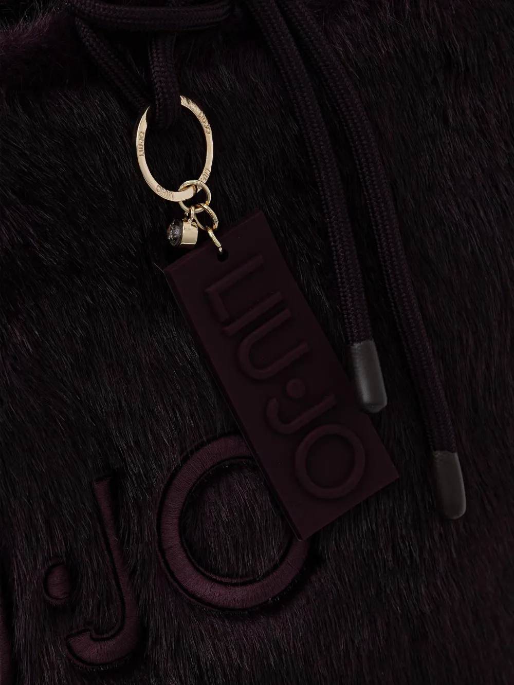 LIU JO large faux-fur logo-embroidered tote bag Rood