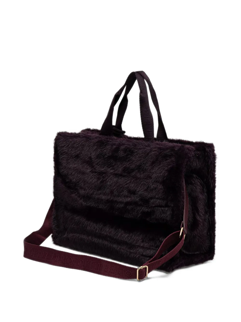 LIU JO large faux-fur logo-embroidered tote bag Rood