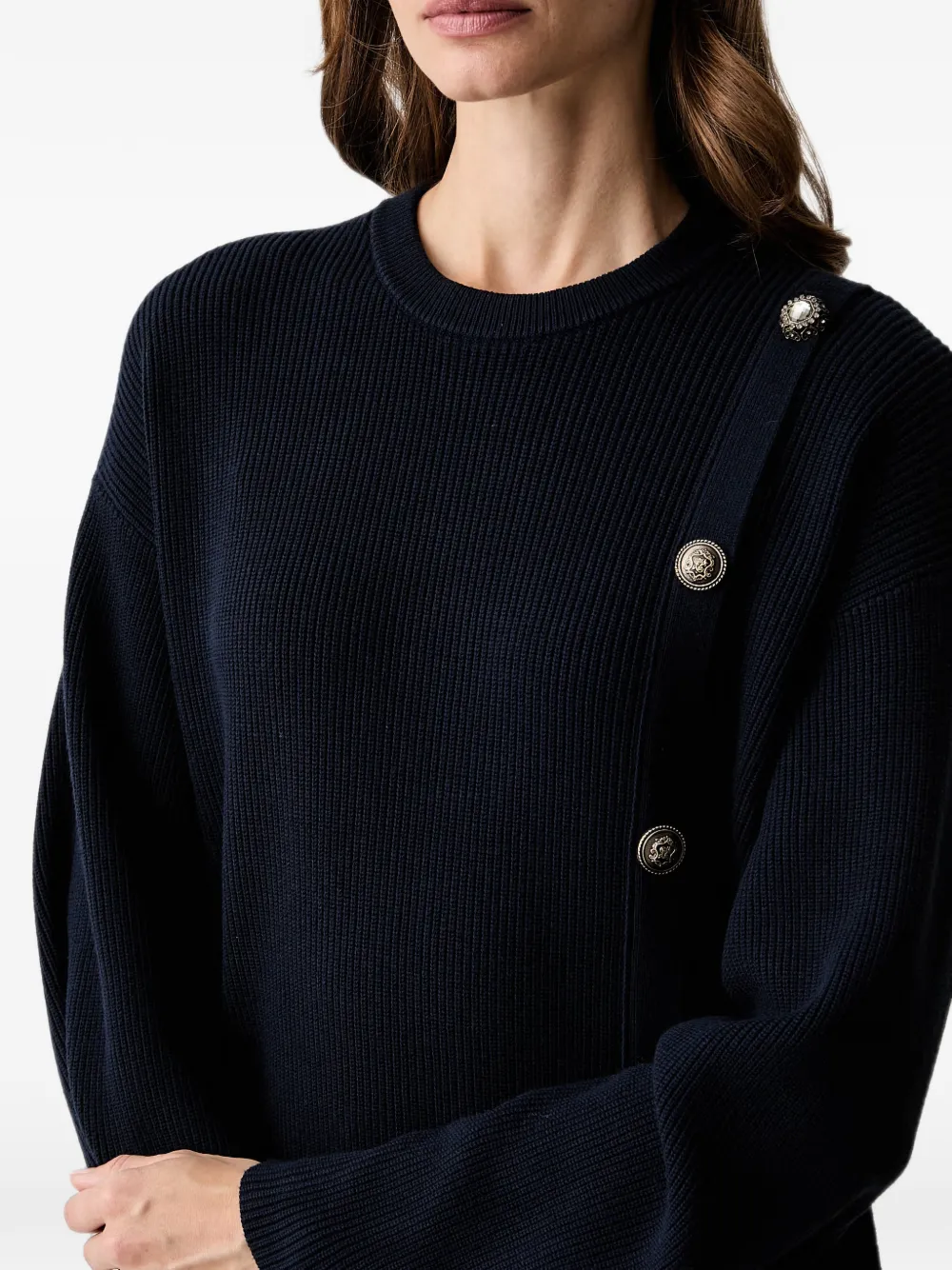 LIU JO Gebreide jurk met sierknopen Blauw