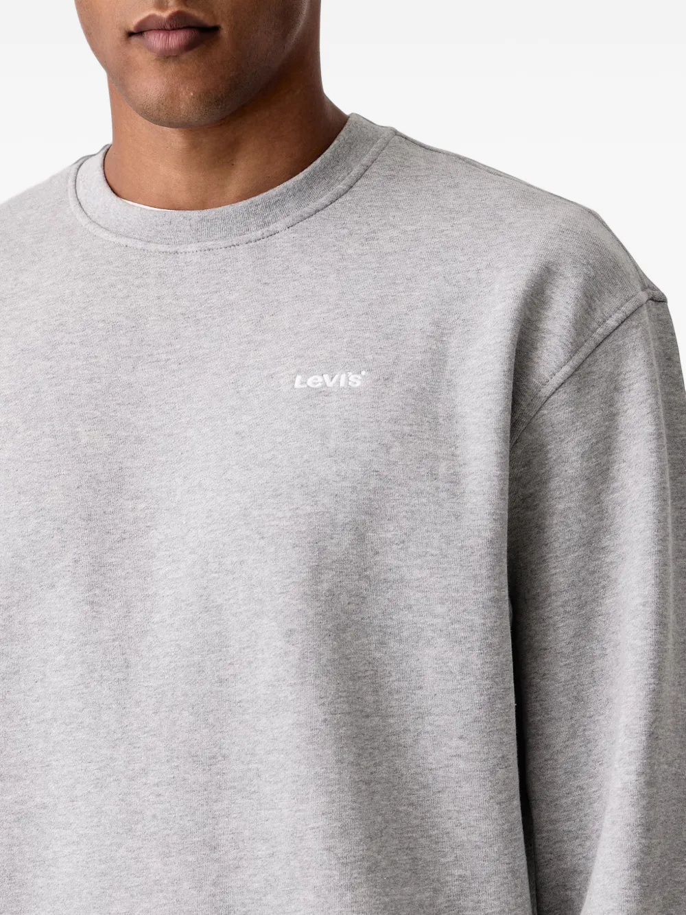 Levi's logo-embroidered crew-neck sweater Grijs