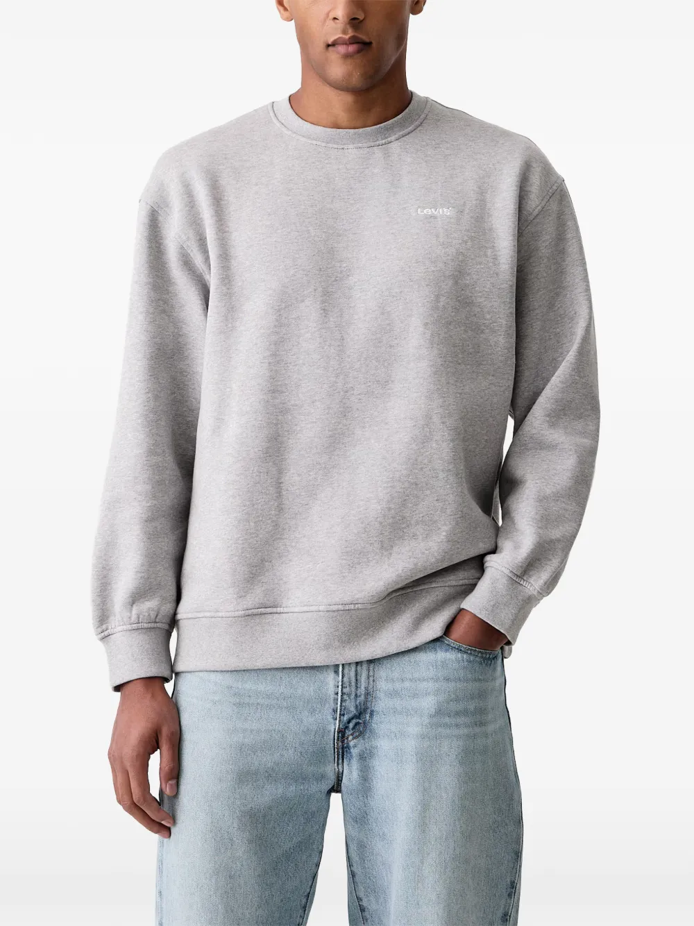 Levi's logo-embroidered crew-neck sweater - Grigio