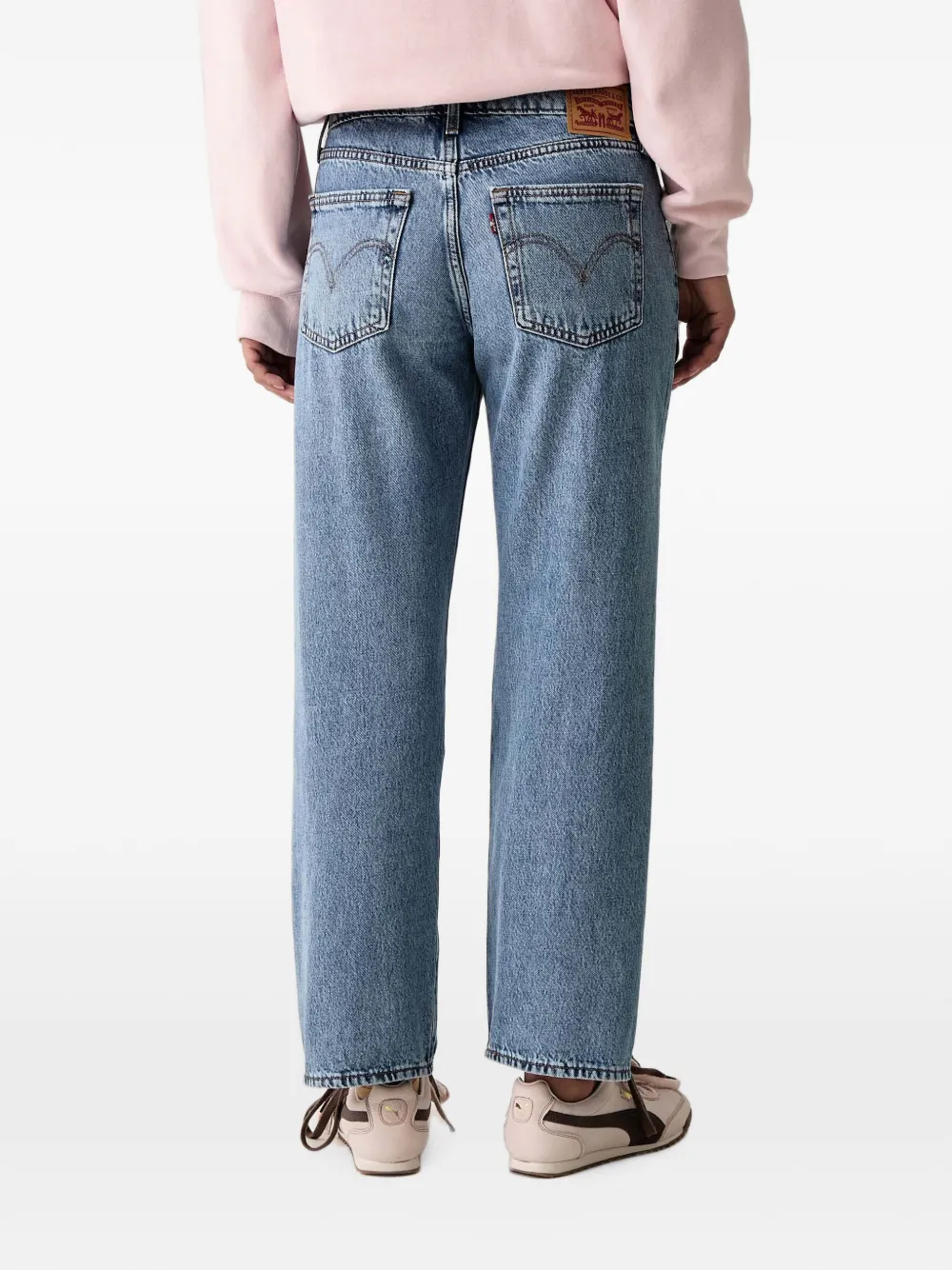 Levi's mid-wash straight-leg jeans Blauw