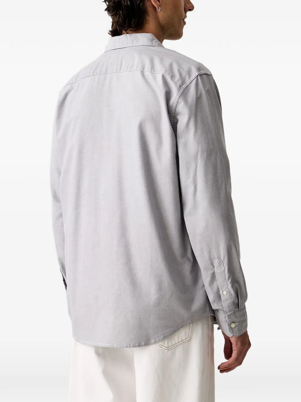 Levi's logo-embroidered button-down shirt Grijs