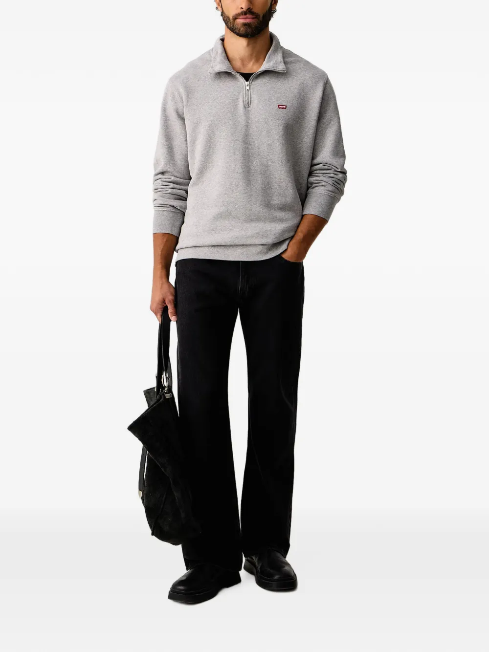 Levi's quarter-zip logo-patch sweatshirt Grijs