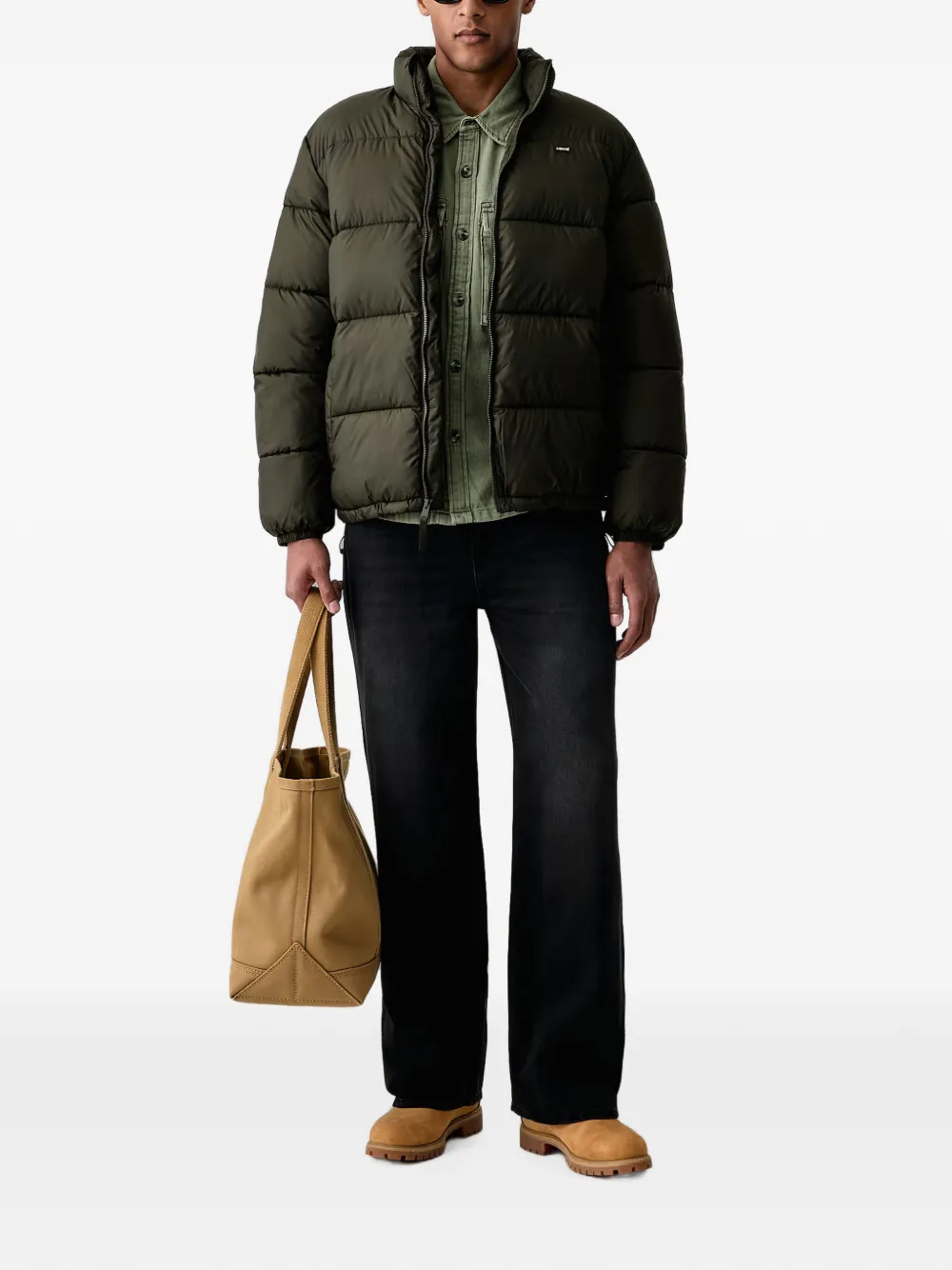 Levi's quilted logo-patch jacket Groen