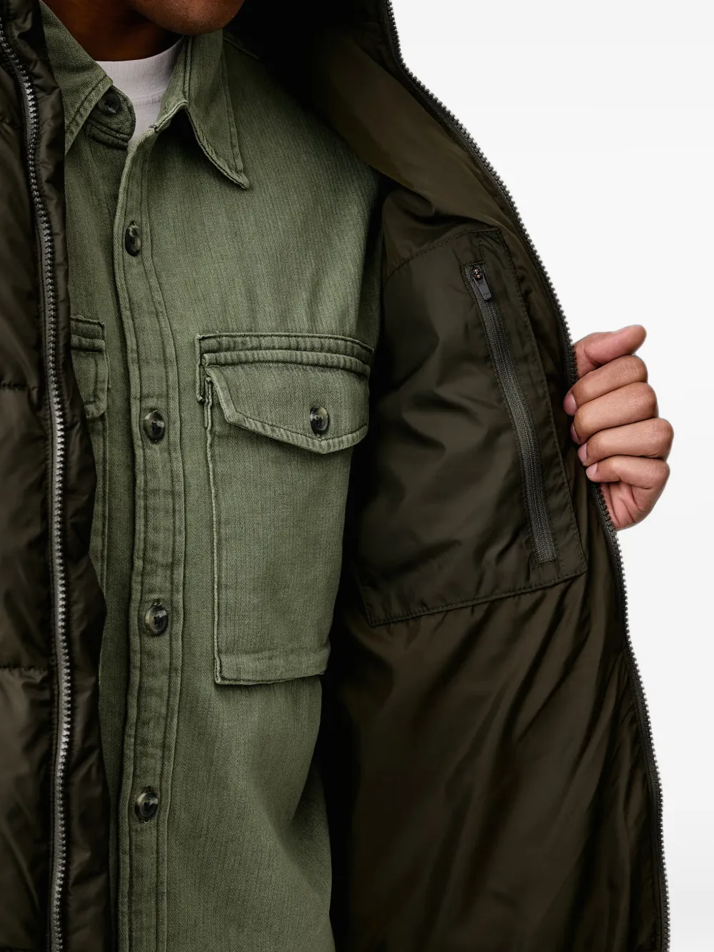 Levi's quilted logo-patch jacket Groen
