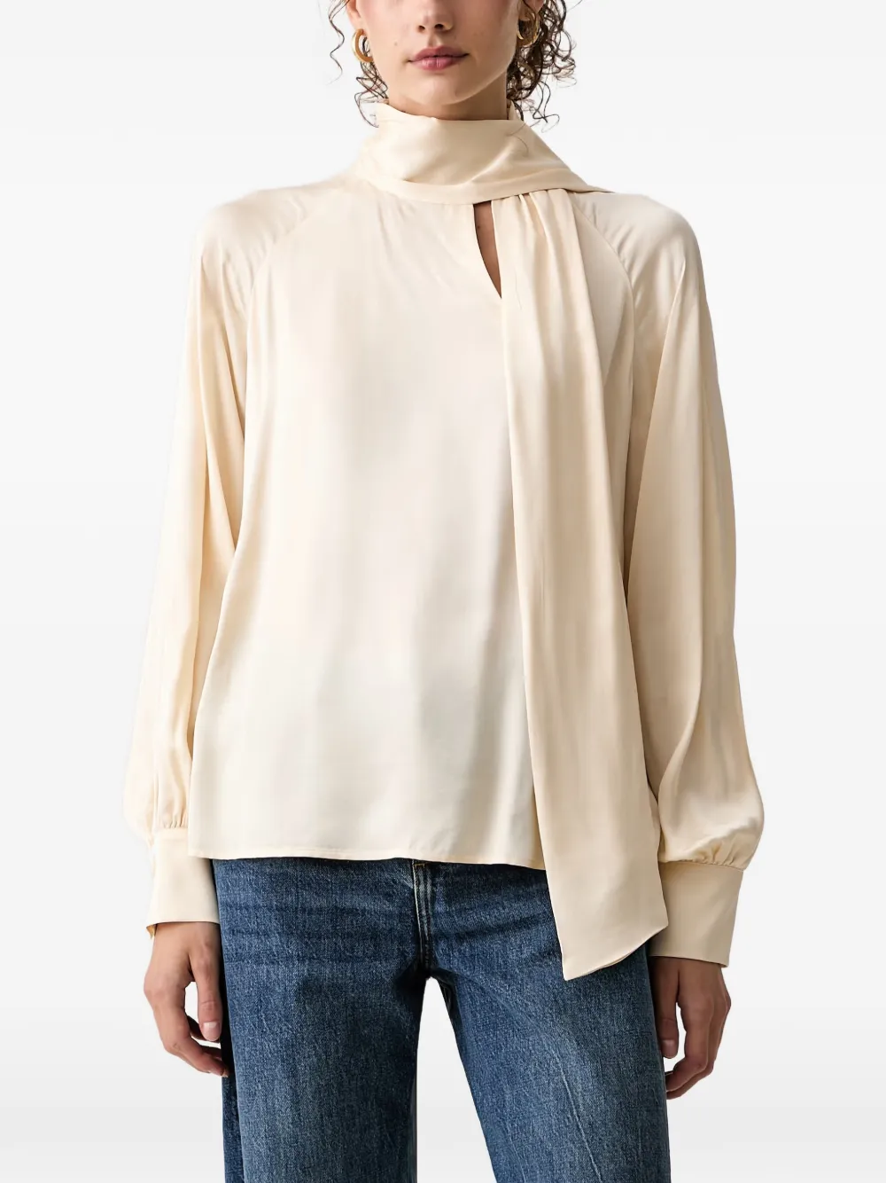LIU JO pussy-bow long-sleeve blouse