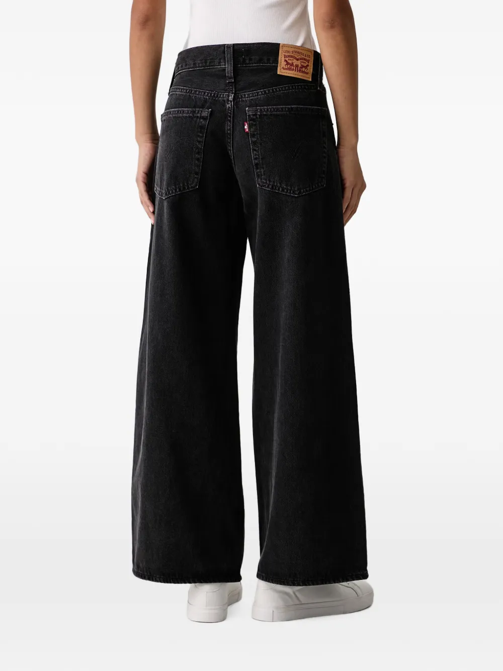 Levi's faded-effect wide-leg jeans Zwart