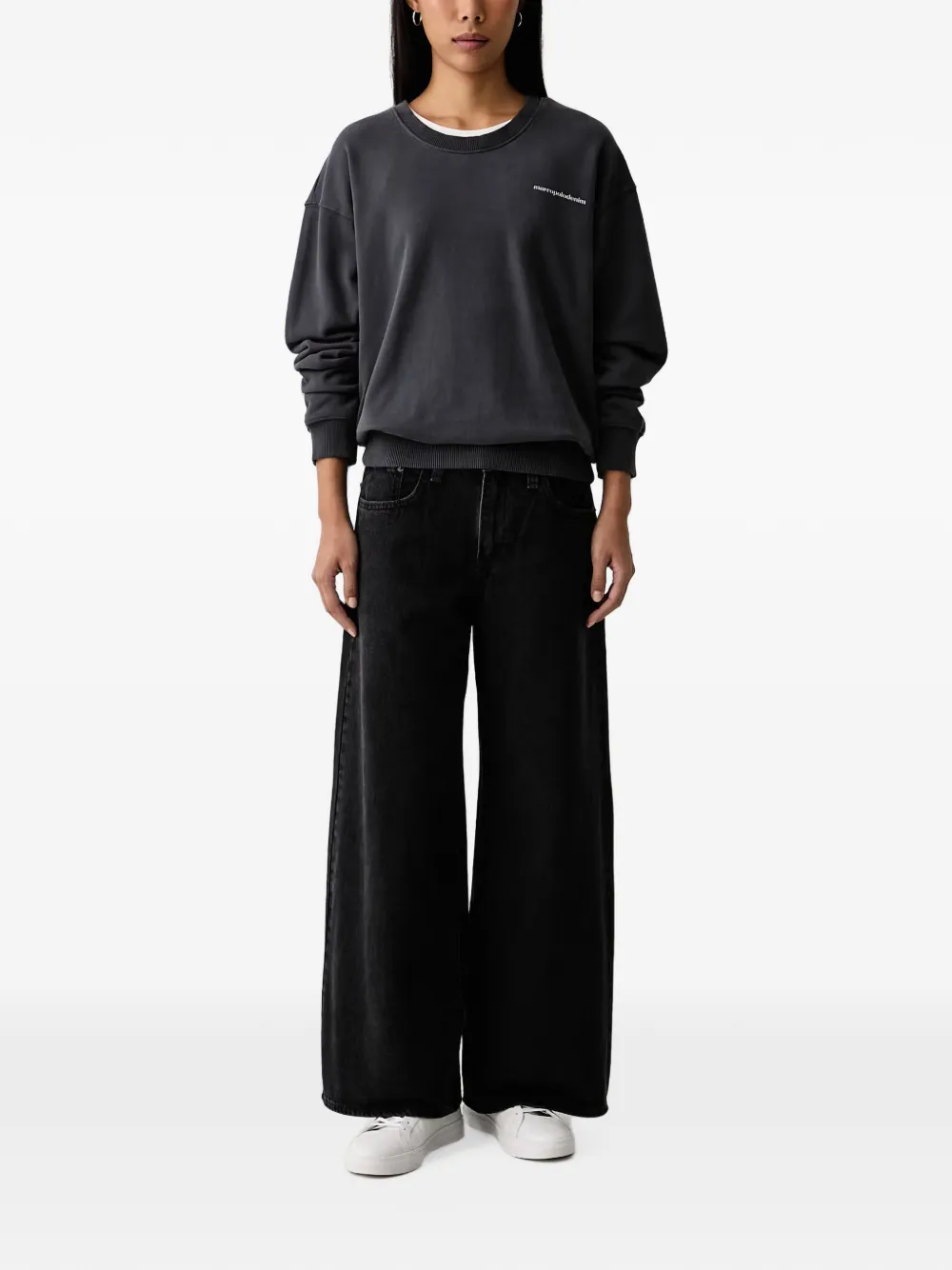 Levi's faded-effect wide-leg jeans Zwart