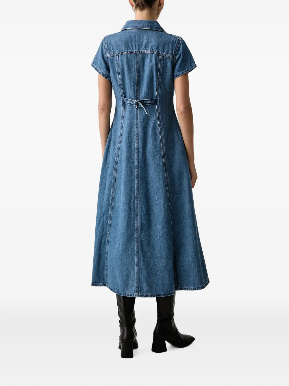 Levi's short-sleeve denim midi dress Blauw