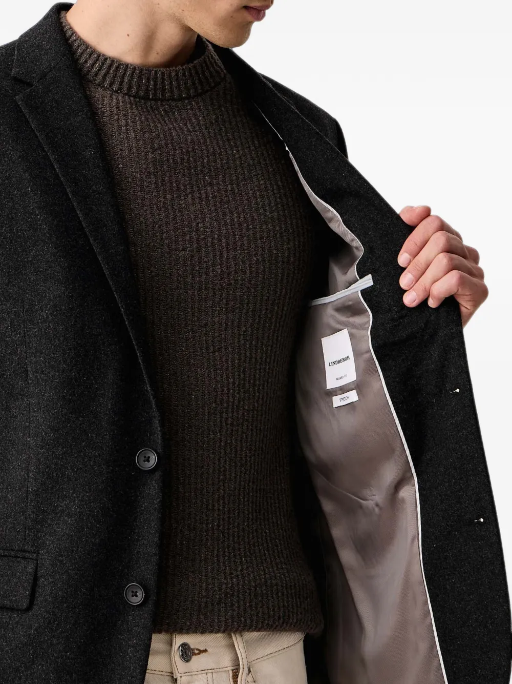 Lindbergh Blazer met enkele rij knopen Grijs