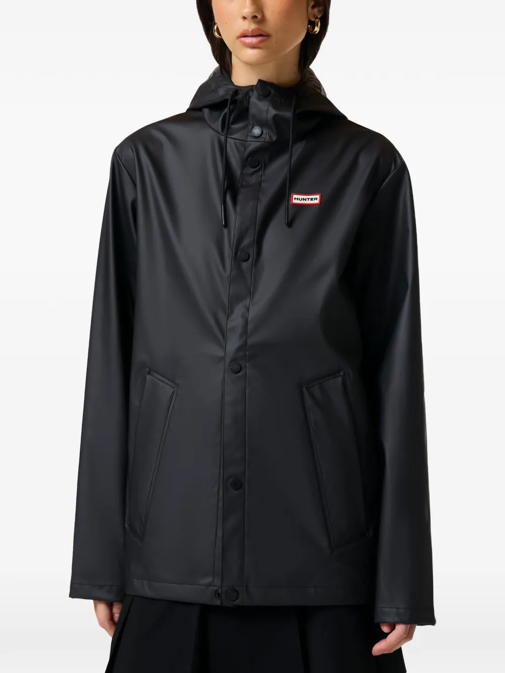 Hunter Downpour Izzy Pu hooded jacket - Nero