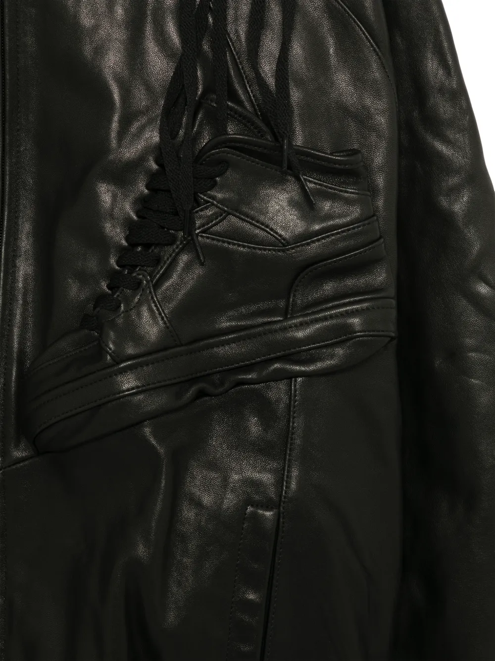Doublet Leren jack met sneaker-patch Zwart