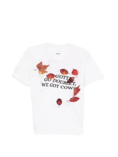 Doublet leaf-patch slogan-print T-shirt