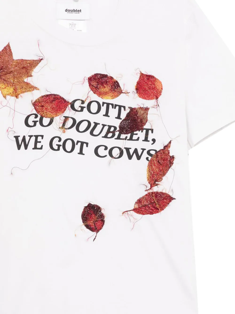 Doublet 리프 패치 슬로건 프린트 티셔츠