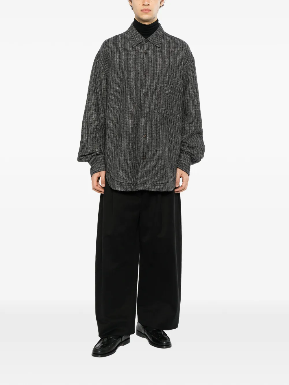 Ziggy Chen Stripe-patterned Patch-pocket Shirt In Blue