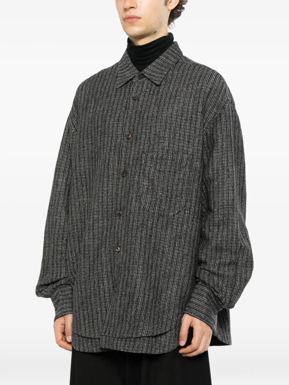 Ziggy Chen Stripe-patterned Patch-pocket Shirt In Blue