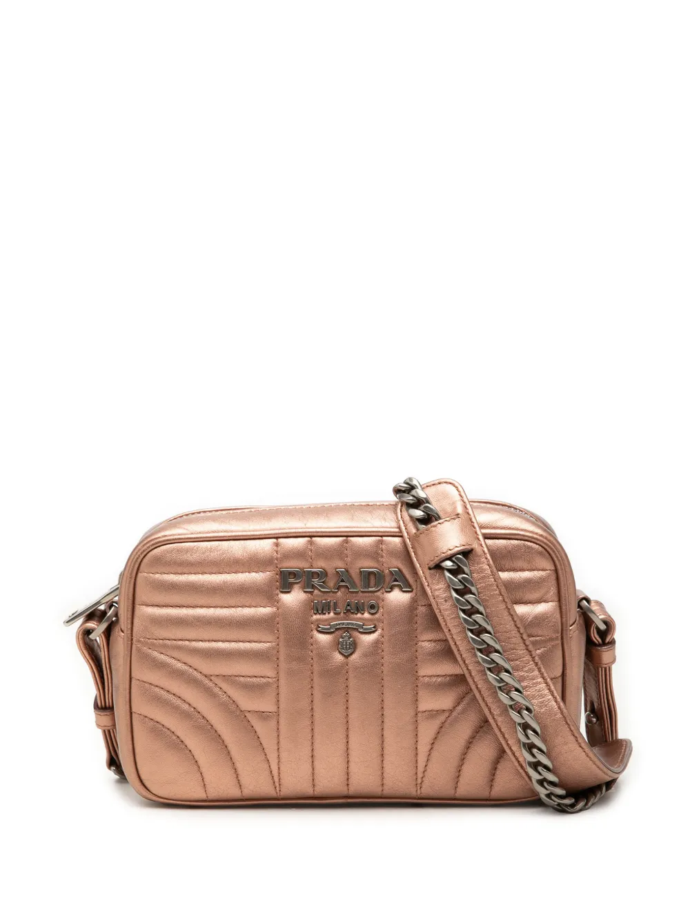 Prada Pre-Owned 2013-2026 Metallic Nappa Impunture Diagramme Camera Bag crossbody bag - Pink
