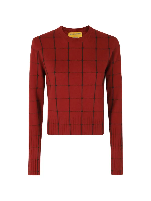 Guest In Residence Grid-pattern Sweater in Red