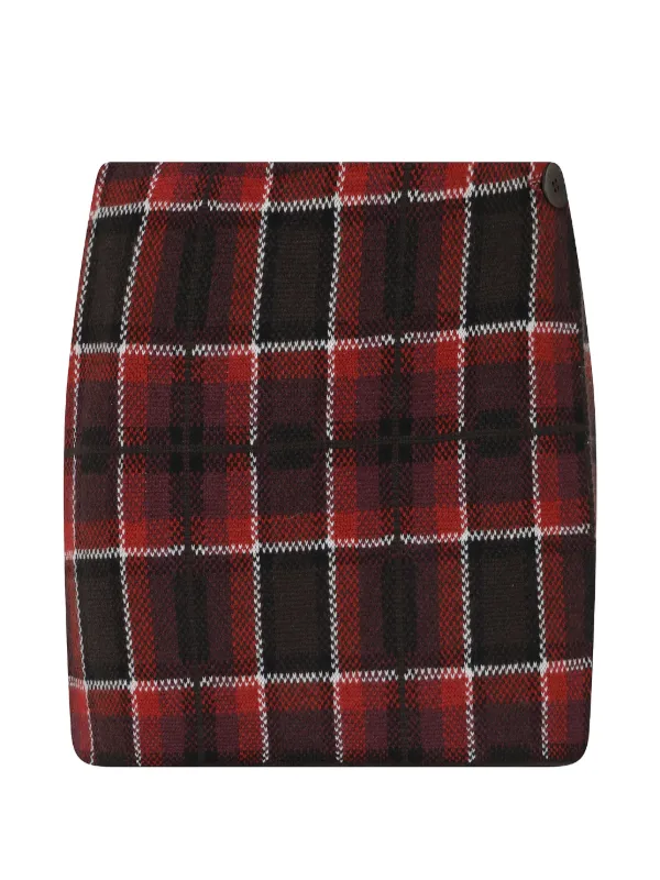 Guest In Residence Tartan Jacquard Wrap Skirt in Red
