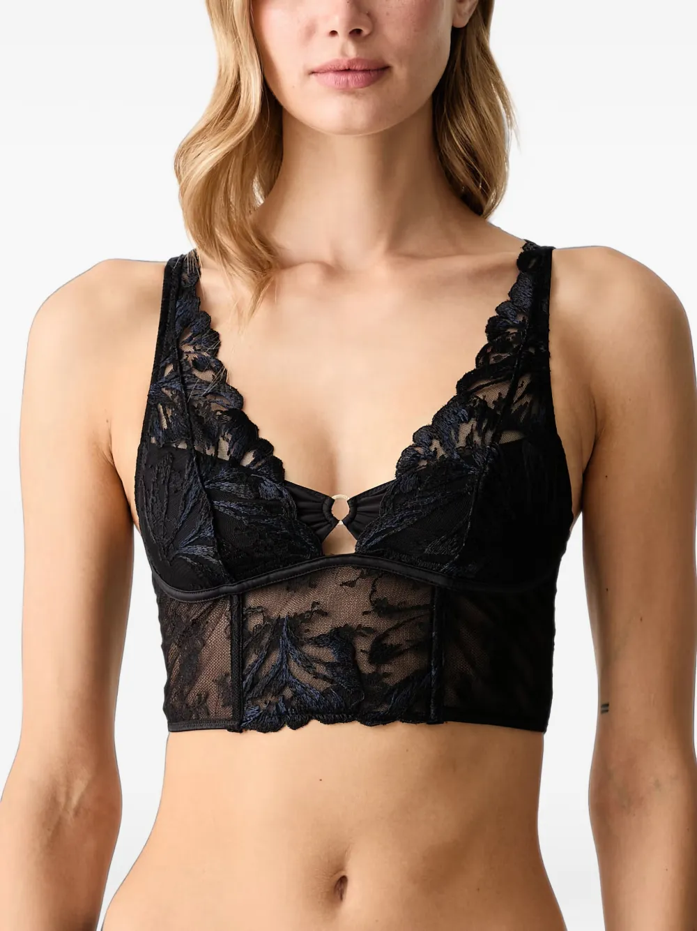 Chantelle Illusion lace-embroidered bustier bra