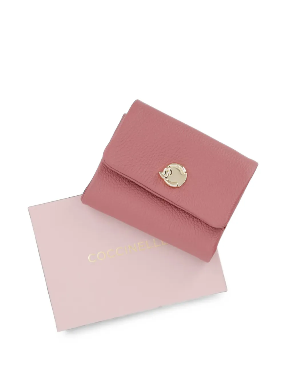 Coccinelle C-Me Softy portemonnee van nerfleer met logo-plakkaat Roze