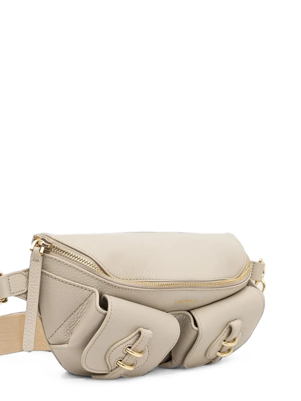 Coccinelle Kleine Mavery Pocket leren heuptas met textuur Beige